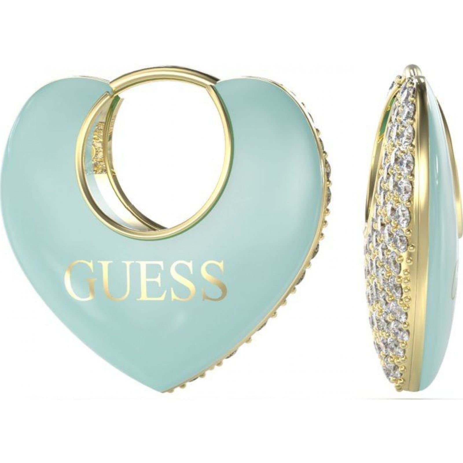 Guess Guess Aqua Enamel Heart Earrings