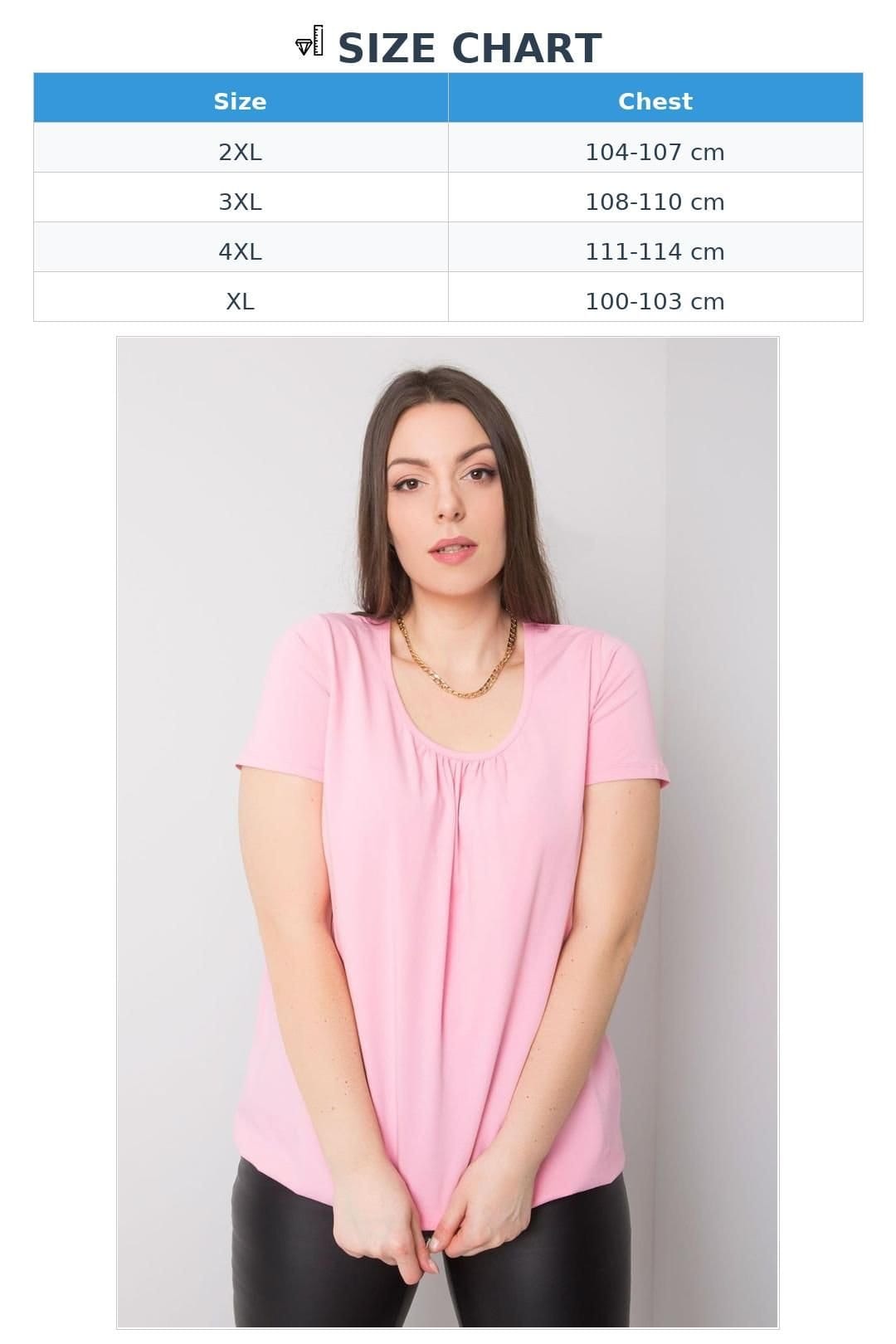 Love Lace Love Lace Women's Plus Size Short Sleeve Round Neck T-Shirt Style 167924 in Pink - 4
