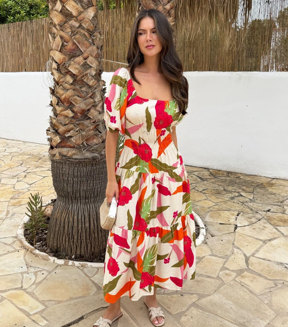 AX Paris Women's Multicolour Shirred Waist Midi Dress AX Paris New Look