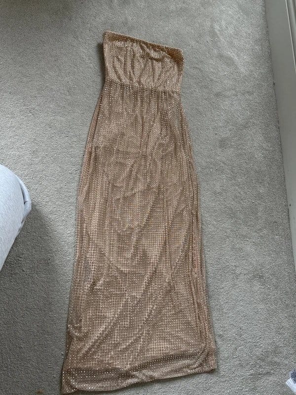 ASOS Gold Embellished Bandeau Maxi Dress