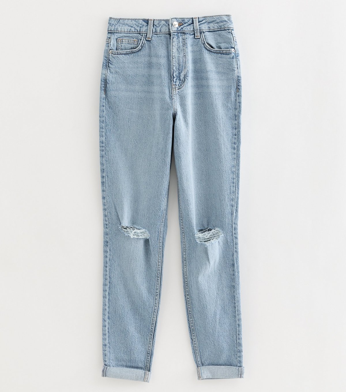 New Look Women's Tall Blue Tori Ripped Mom Jeans New Look - 1