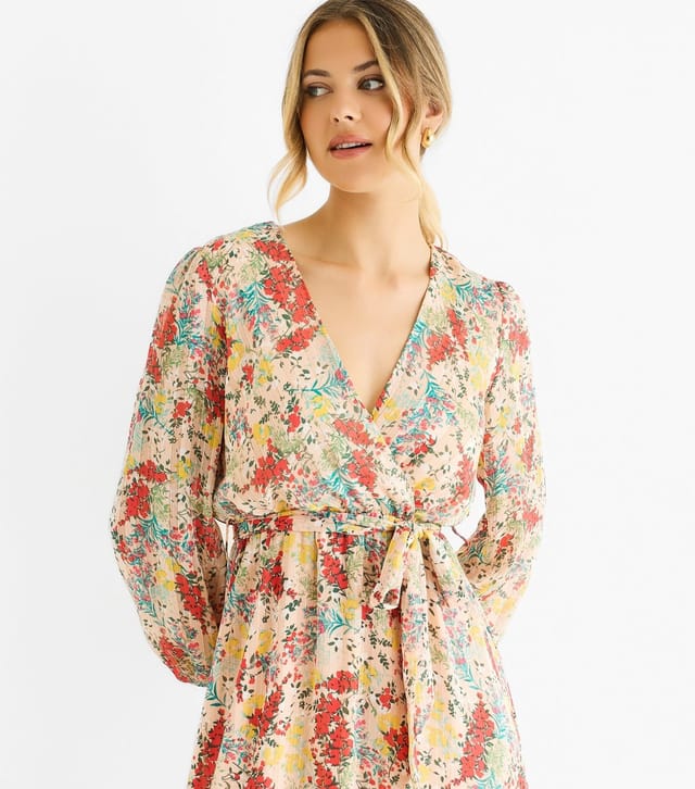 Gini London Women's Multicoloured Floral Wrap Midi Dress Gini London New Look - 2