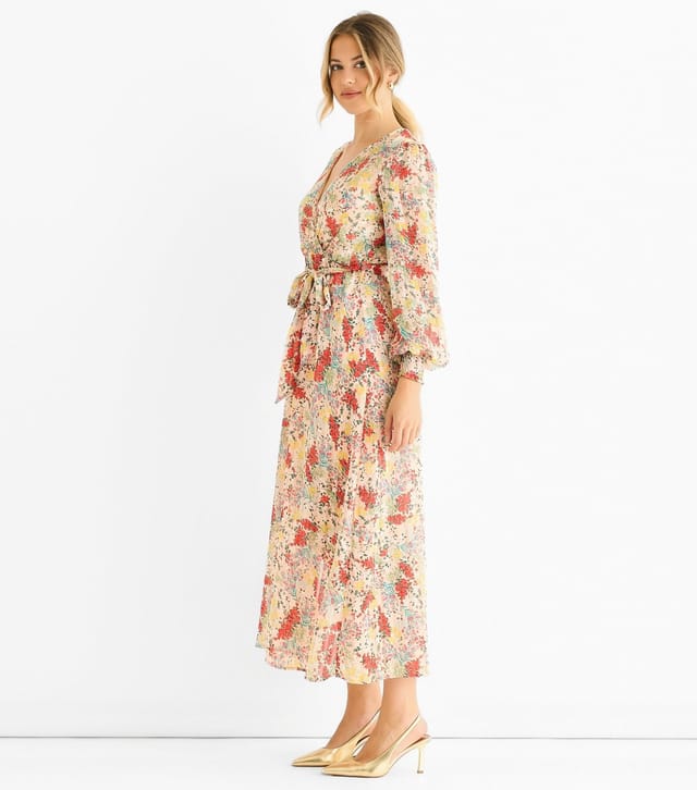 Gini London Women's Multicoloured Floral Wrap Midi Dress Gini London New Look - 3