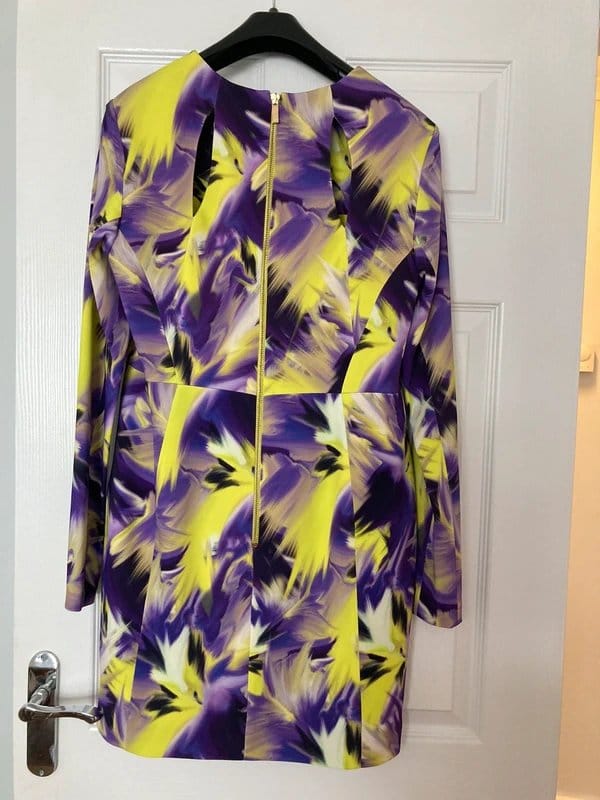 Karen Millen Purple & Yellow Floral Print Dress