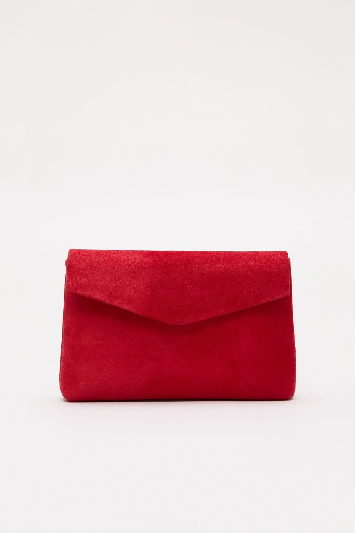 Phase Eight Phase Eight Women's Suede Clutch Bag in Scarlet