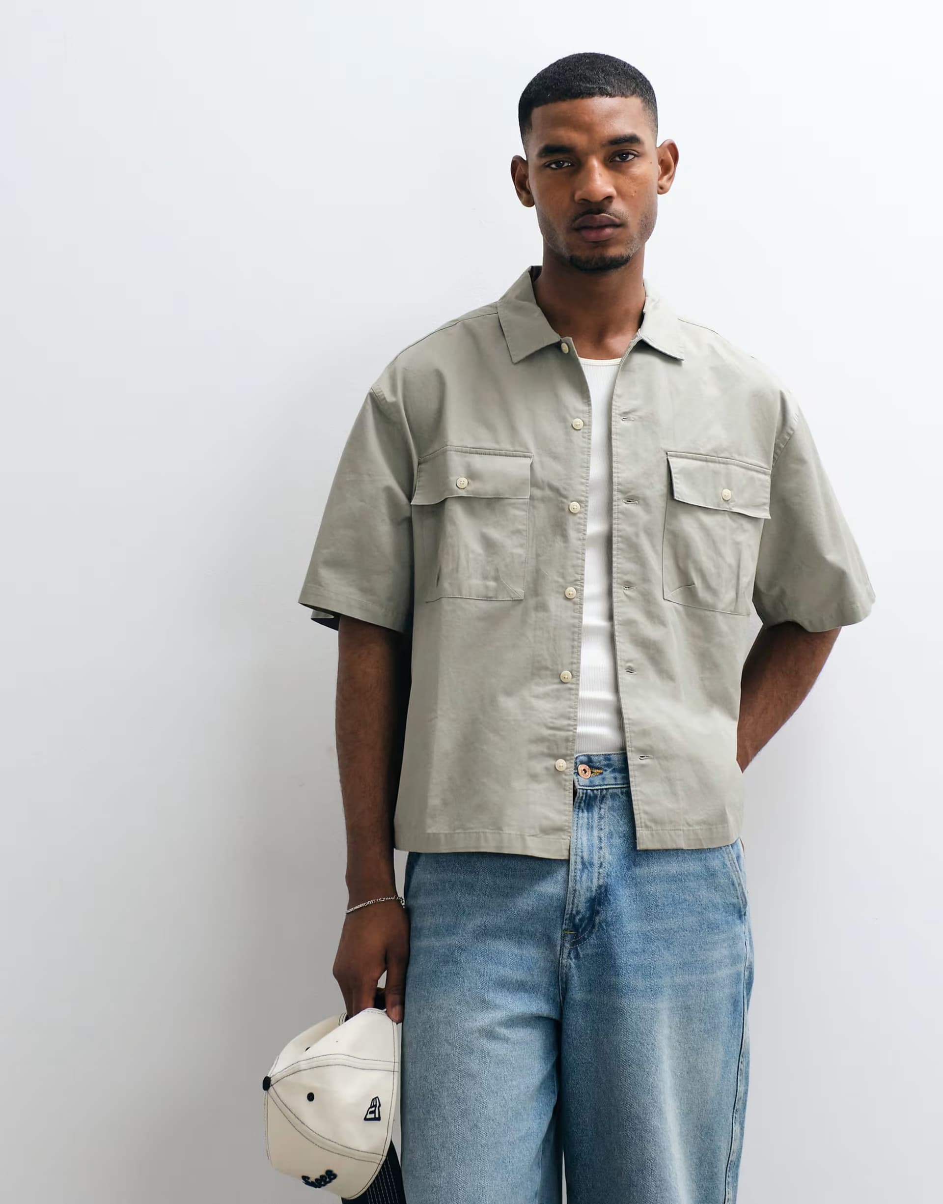 ASOS ASOS DESIGN boxy oversized cotton twill shirt in khaki