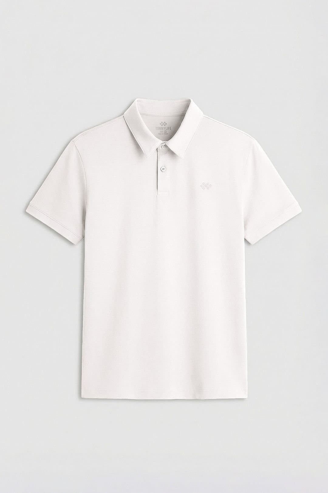 Tommy Life Tommy Life Men's Cotton Elastane Polo T-Shirt in Off-White