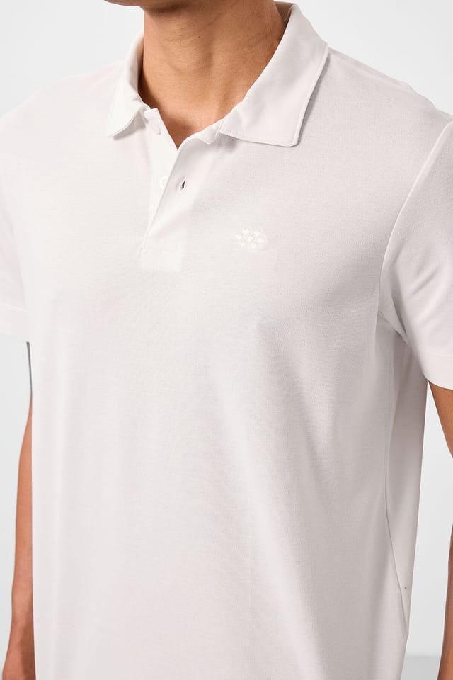 Tommy Life Tommy Life Men's Cotton Elastane Polo T-Shirt in Off-White - 3