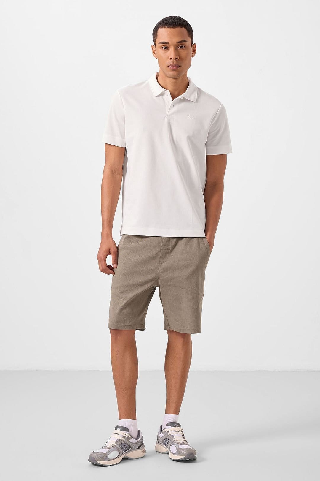 Tommy Life Tommy Life Men's Cotton Elastane Polo T-Shirt in Off-White - 4
