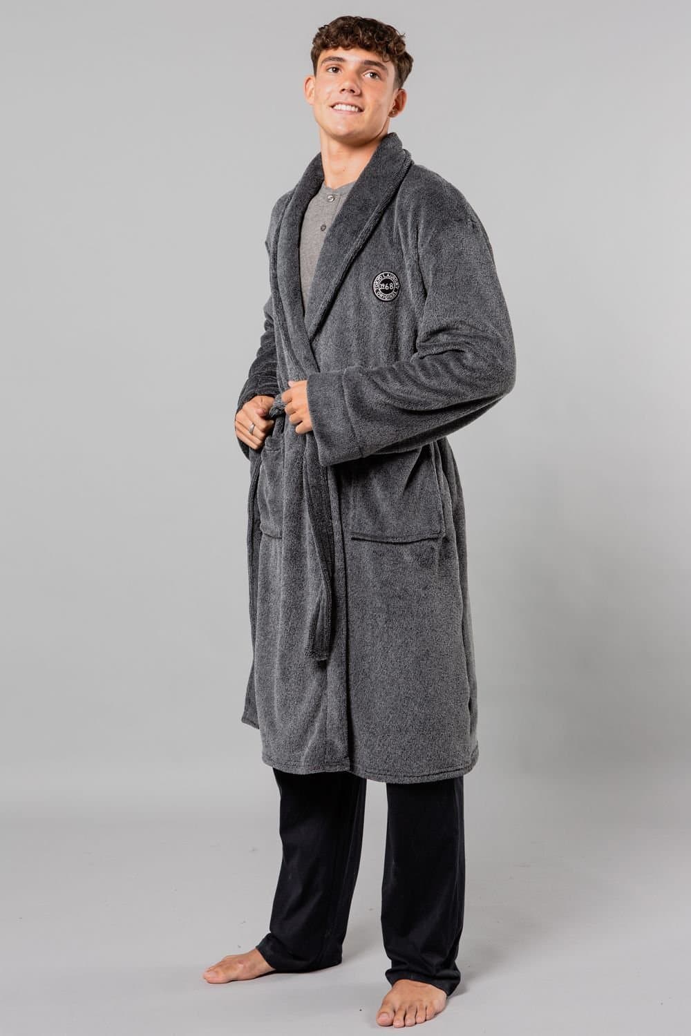 Tokyo Laundry Tokyo Laundry Men's Plush Shawl Collar Dressing Gown in Navy