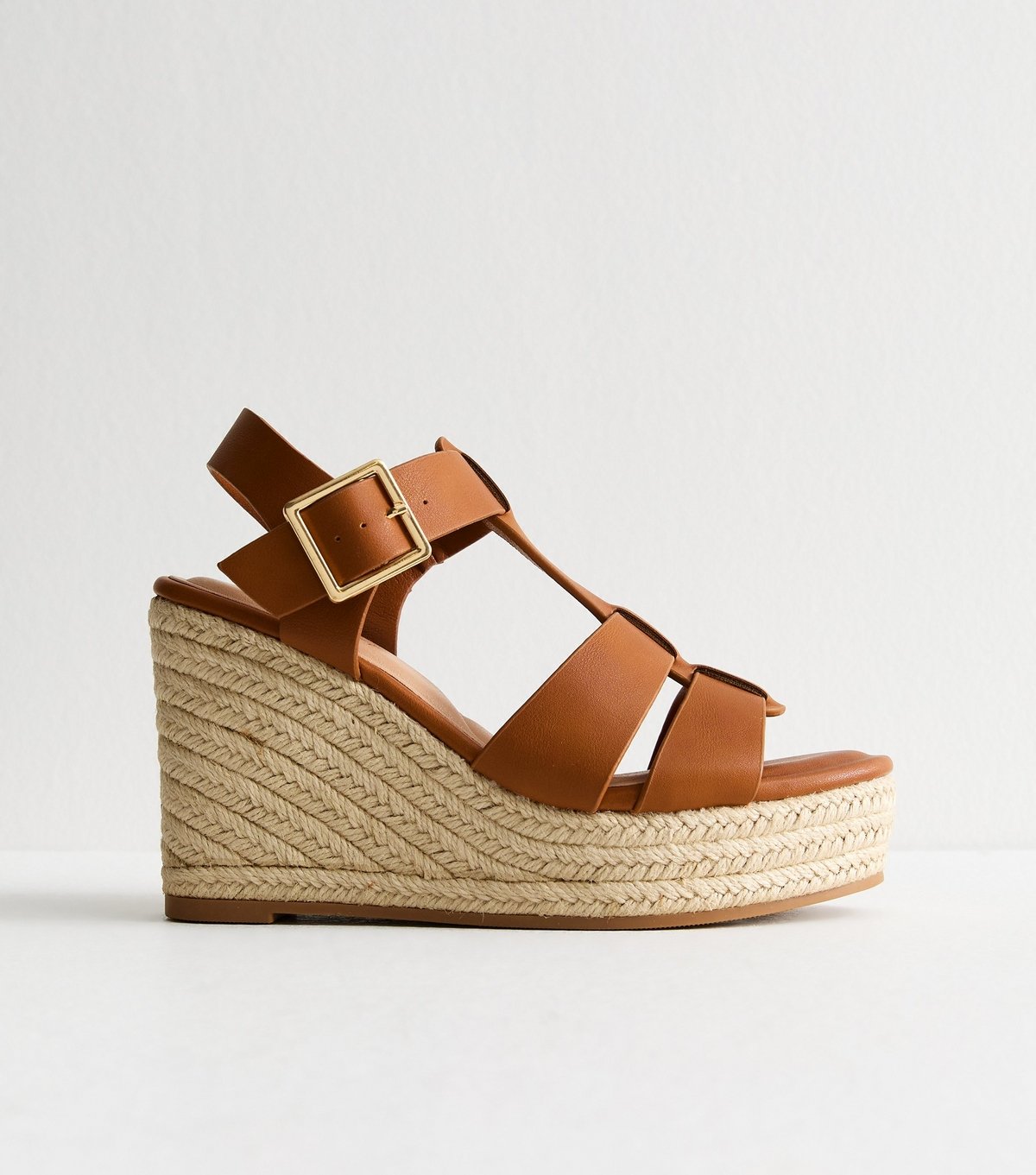 New Look Women's Tan Faux Leather Wedge Sandals Vegan New Look - 2