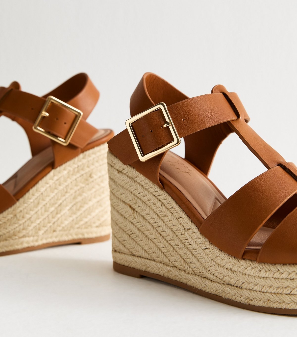 New Look Women's Tan Faux Leather Wedge Sandals Vegan New Look - 4