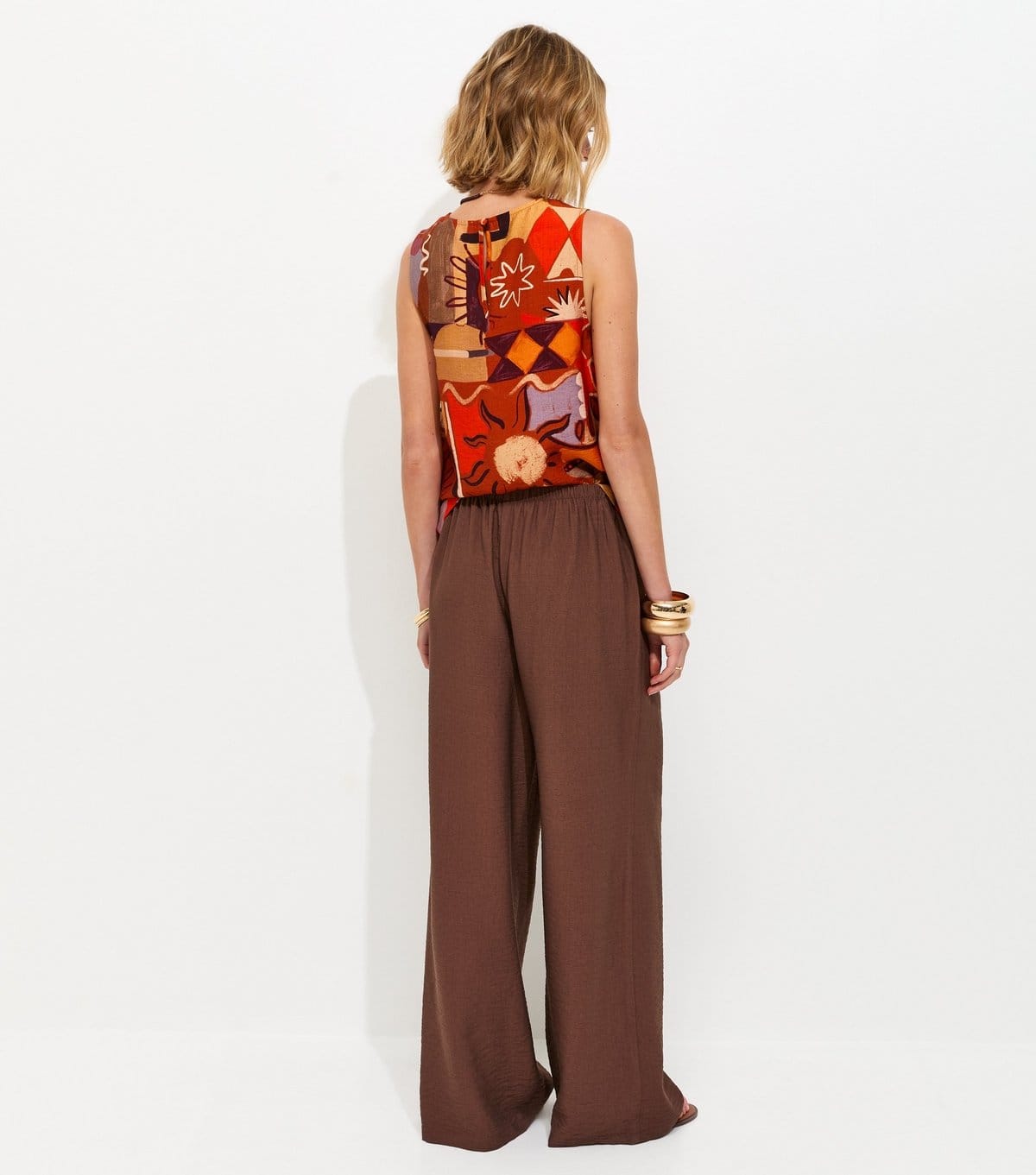 New Look Women's Dark Brown Drawstring Wide Leg Trousers New Look - 4