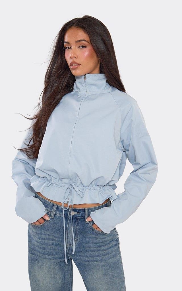 EGO Funnel Neck Cinched Tie Hem Lightweight Jacket, Women's Size UK 6 - 2