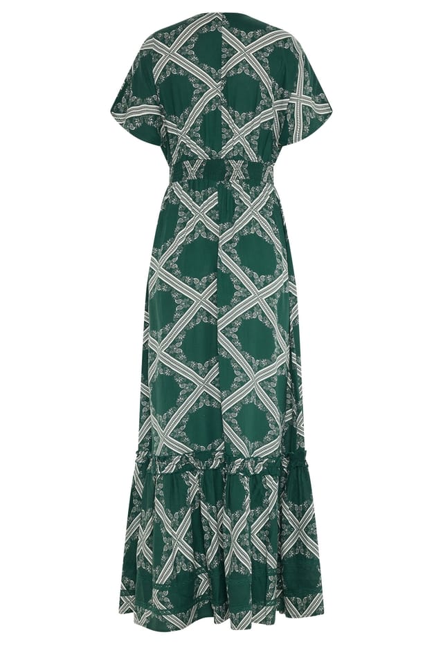 Long Tall Sally Long Tall Sally Women's Tall Scarf Print Button Maxi Dress in Dark Green - 2