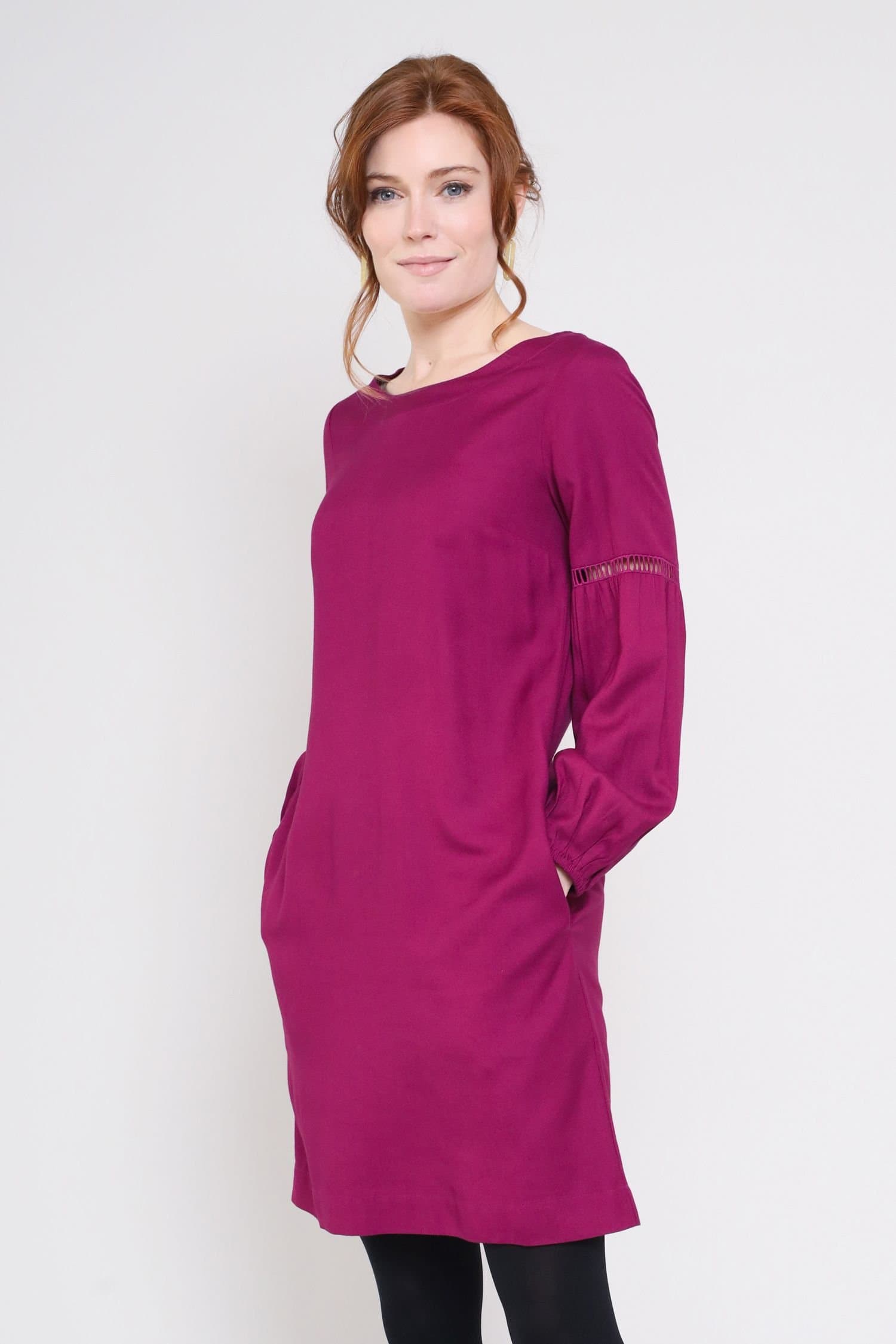 Nomads Clothing Nomads Clothing Women's Gathered Sleeve Tunic Dress in Dark Pink