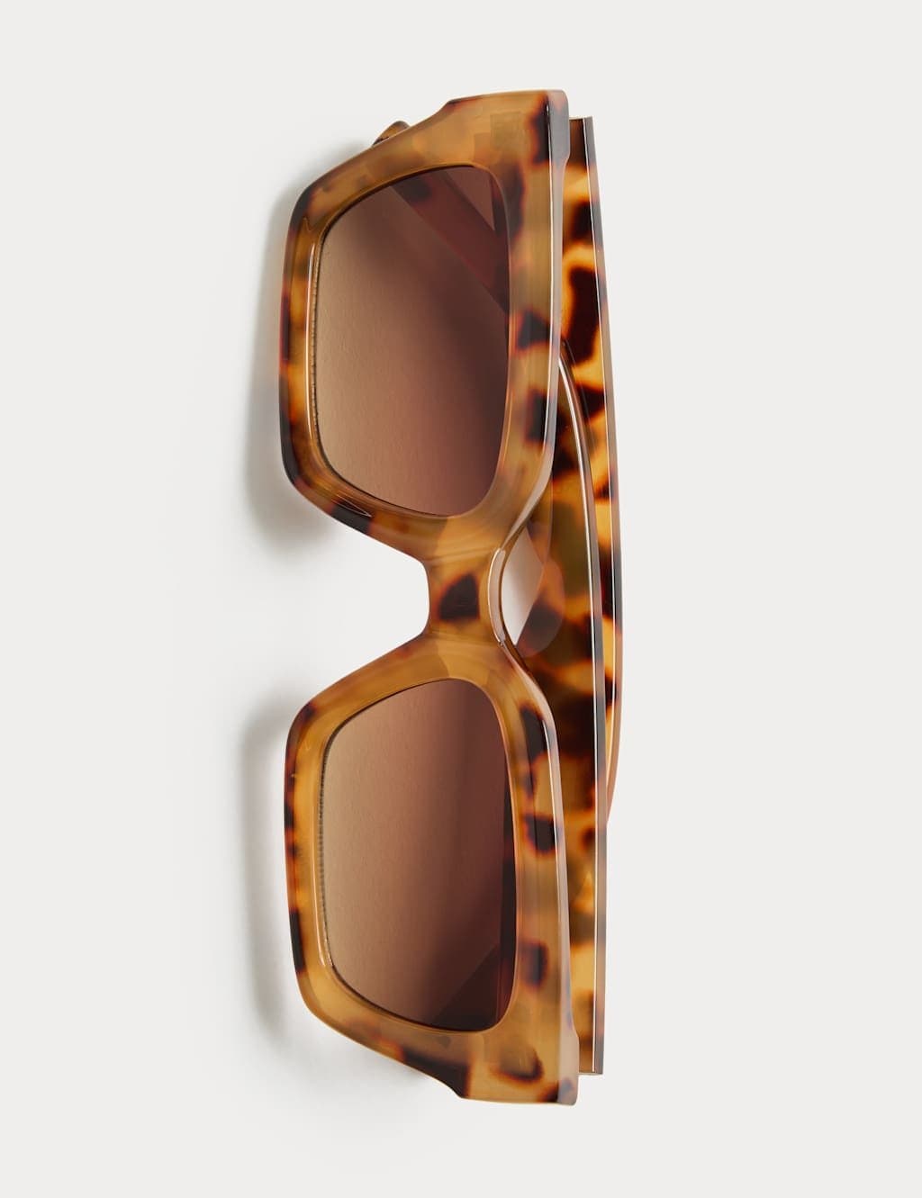 Marks & Spencer M&S Bevelled Oversized Square Sunglasses Brown Mix