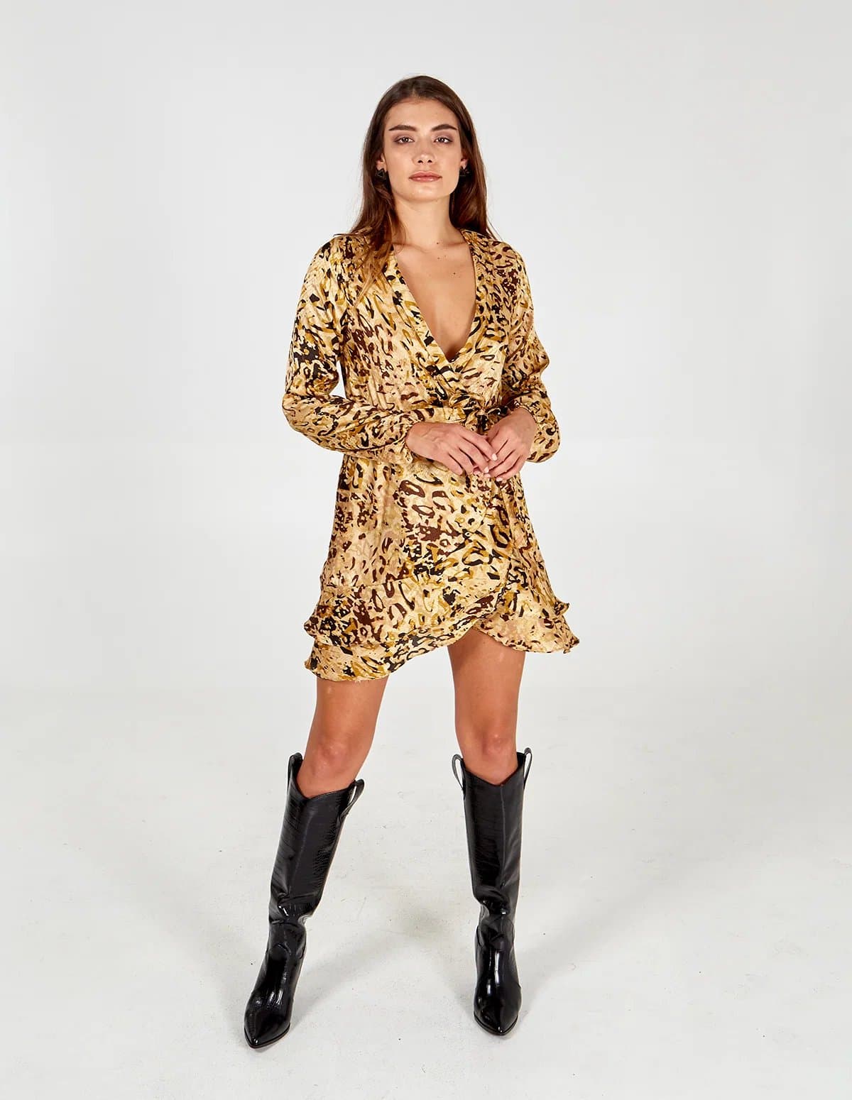 Blue Vanilla Animal Collared Wrap Dress - 10