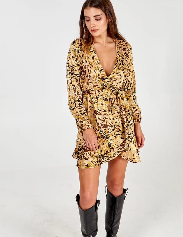 Blue Vanilla Animal Collared Wrap Dress - 10 - 2