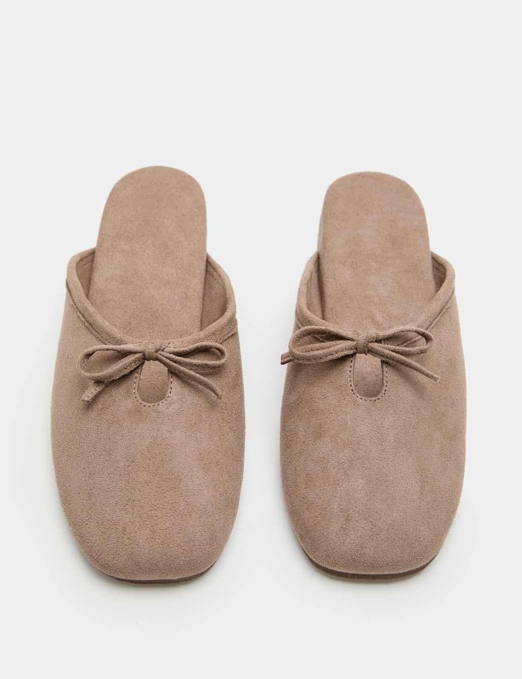 Marks & Spencer M&S Bow Mule Slippers Taupe