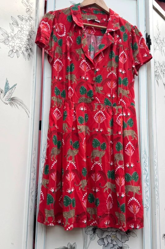 Oliver Bonas RARE!Rrp£68!Leopard Jungle Dress Holiday Shopping Sightseeing Date Day Everyday Statement 16 - 1
