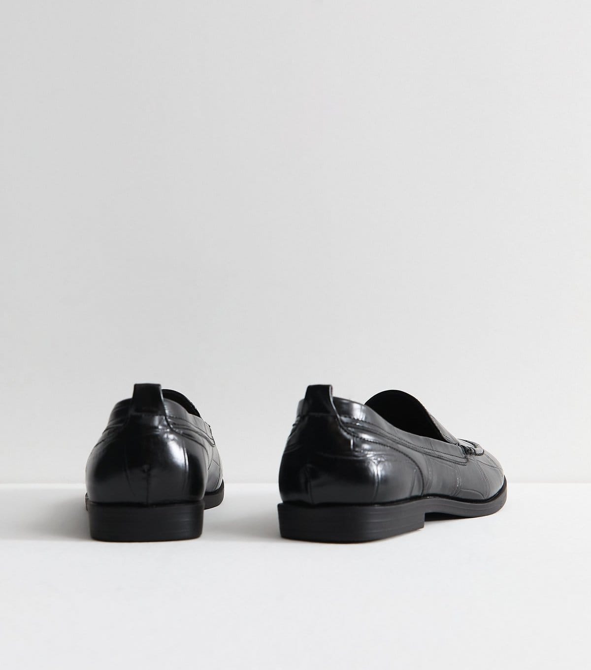 New Look Women's Black Faux Leather Crocodile Embossed Loafers Vegan New Look - 4