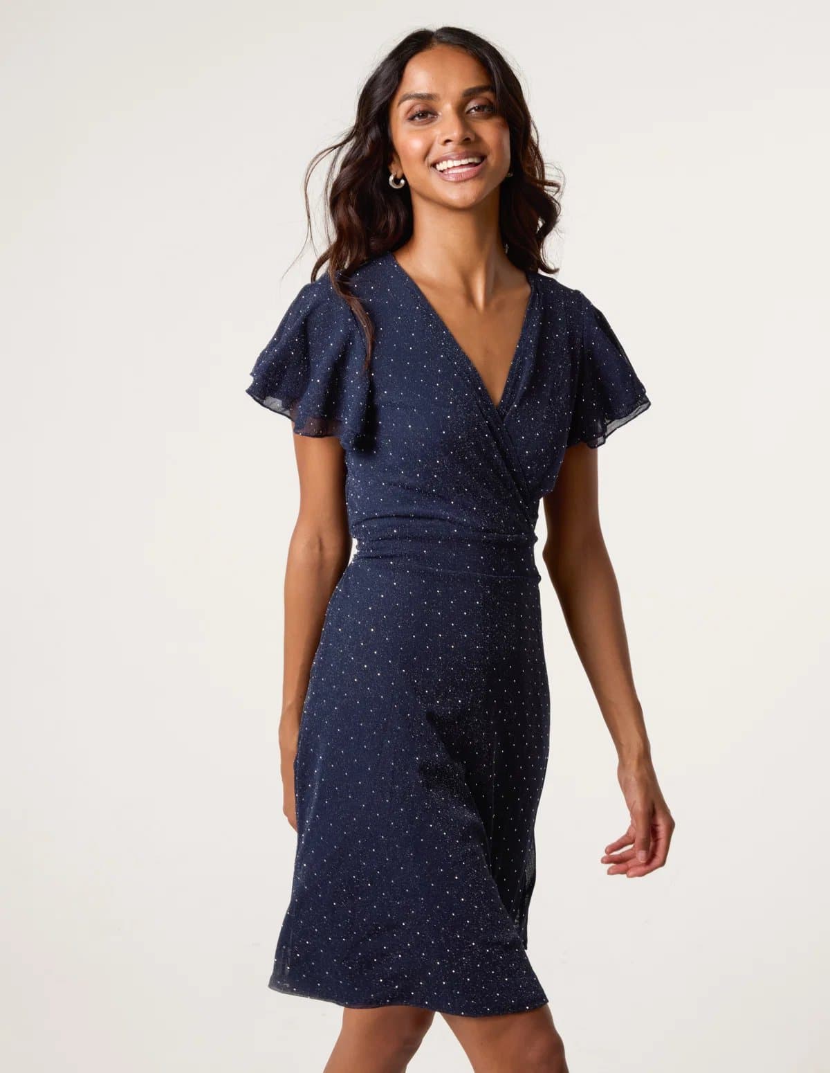 Blue Vanilla Rhinestone Diamante Wrap Dress