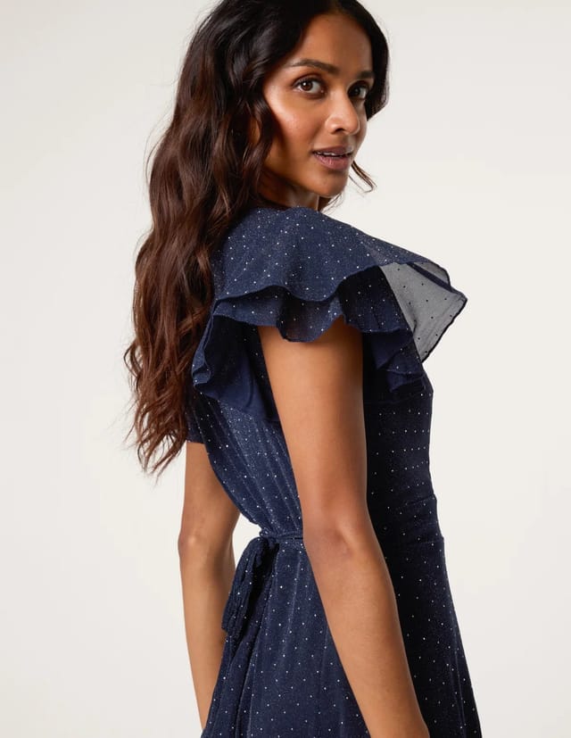 Blue Vanilla Rhinestone Diamante Wrap Dress - 3