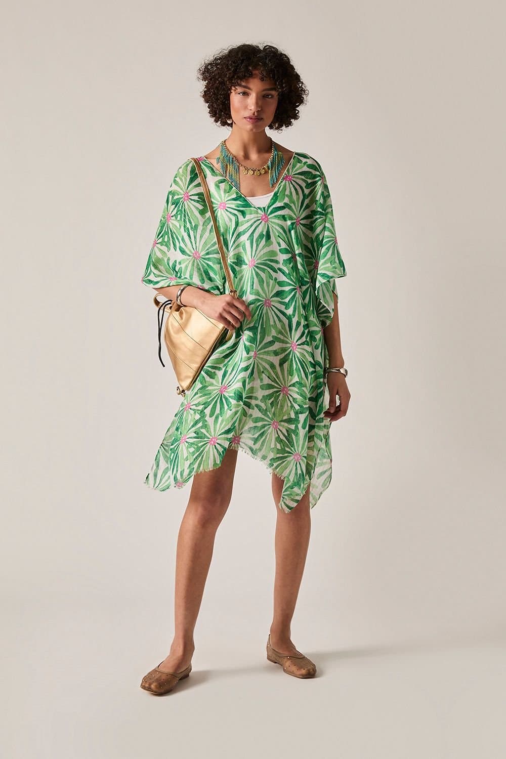 James Lakeland James Lakeland Women's Green Retro Floral Kaftan