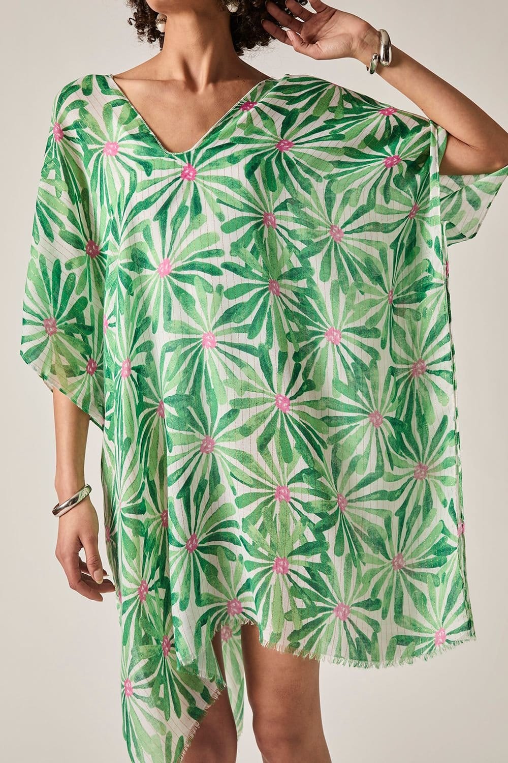 James Lakeland James Lakeland Women's Green Retro Floral Kaftan - 4