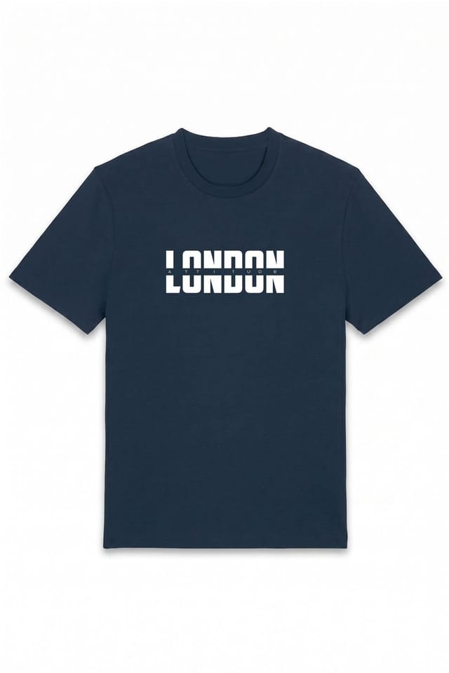 LONDON ATTITUDE LONDON ATTITUDE Men's Essential Split Graphic Premium Cotton T-Shirt in Dark Navy - 2
