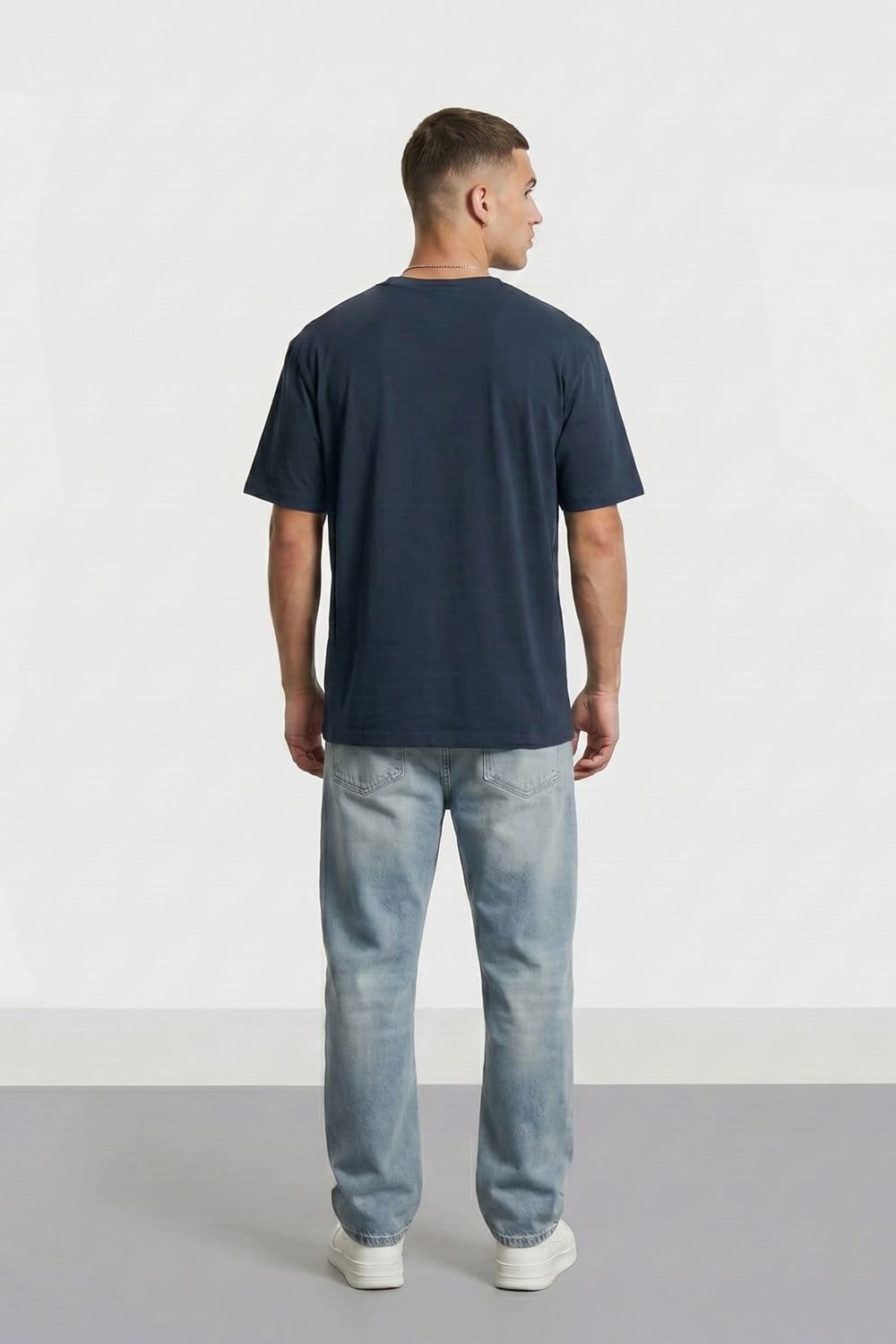 LONDON ATTITUDE LONDON ATTITUDE Men's Essential Split Graphic Premium Cotton T-Shirt in Dark Navy - 4