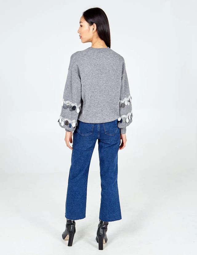 Blue Vanilla Balloon Sequin Disc Sleeve Jumper - 2
