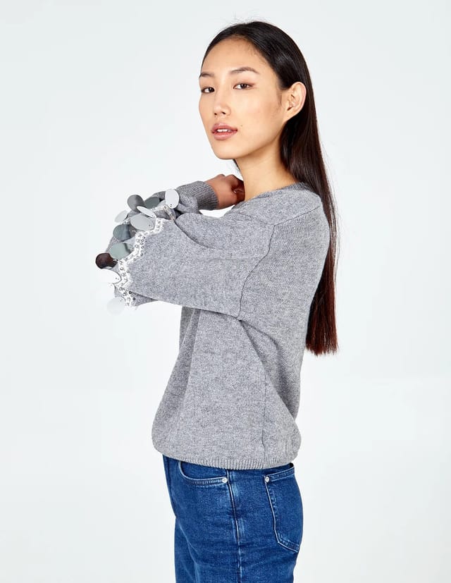 Blue Vanilla Balloon Sequin Disc Sleeve Jumper - 3