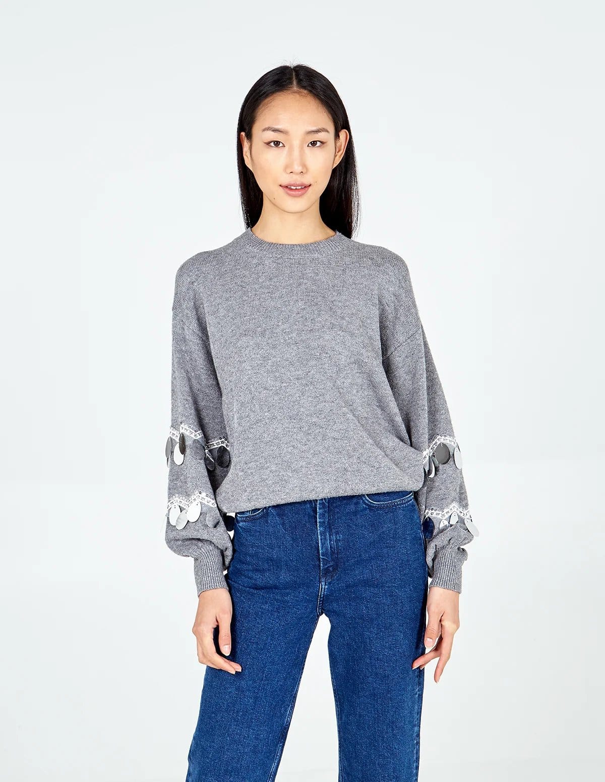 Blue Vanilla Balloon Sequin Disc Sleeve Jumper - 4