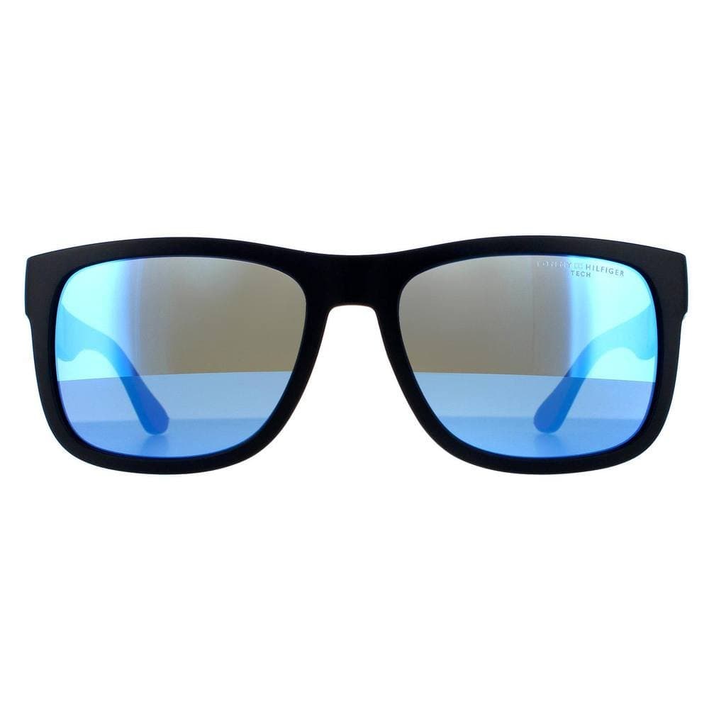 Tommy Hilfiger Tommy Hilfiger Men's Rectangle Matte Blue Blue Mirror Sunglasses