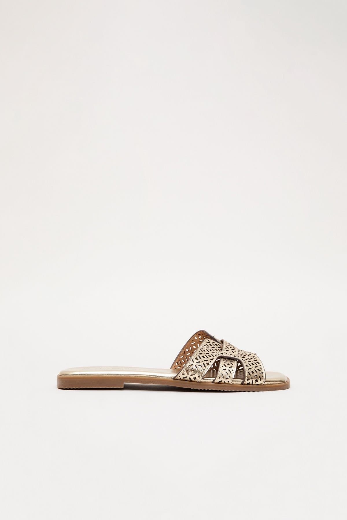 Phase Eight Phase Eight Gold Leather Cut-Out Sandals