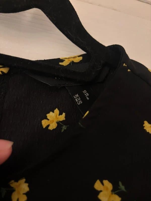 New Look New look black with lemon floral tie waist dress, size 10.