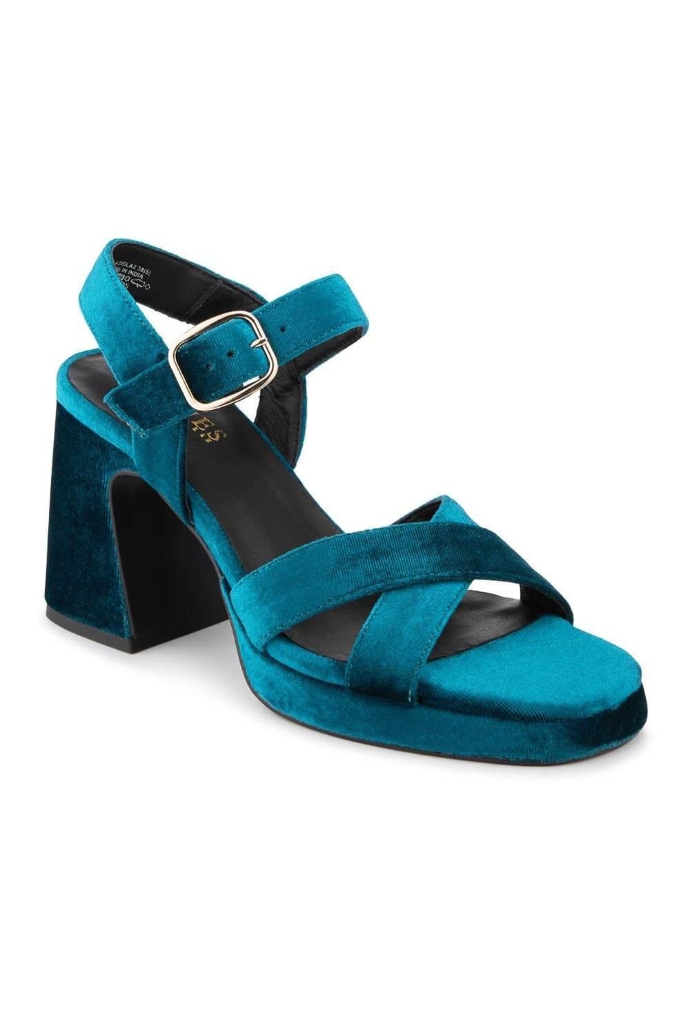 Jones Bootmaker Jones Bootmaker Women's Gladiola2 Leather Platform Sandals in Teal