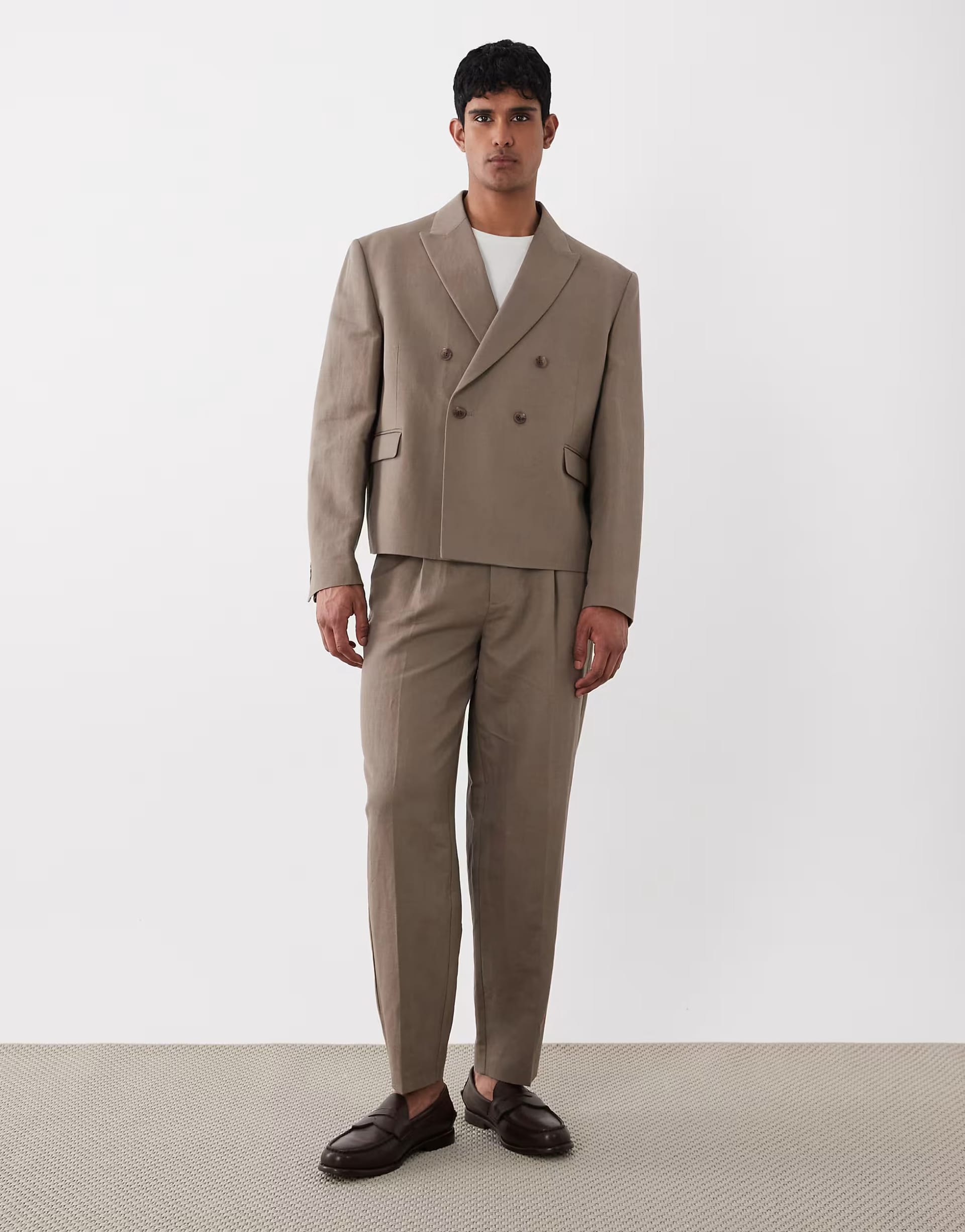 ASOS Brown Linen Rich Suit Trousers