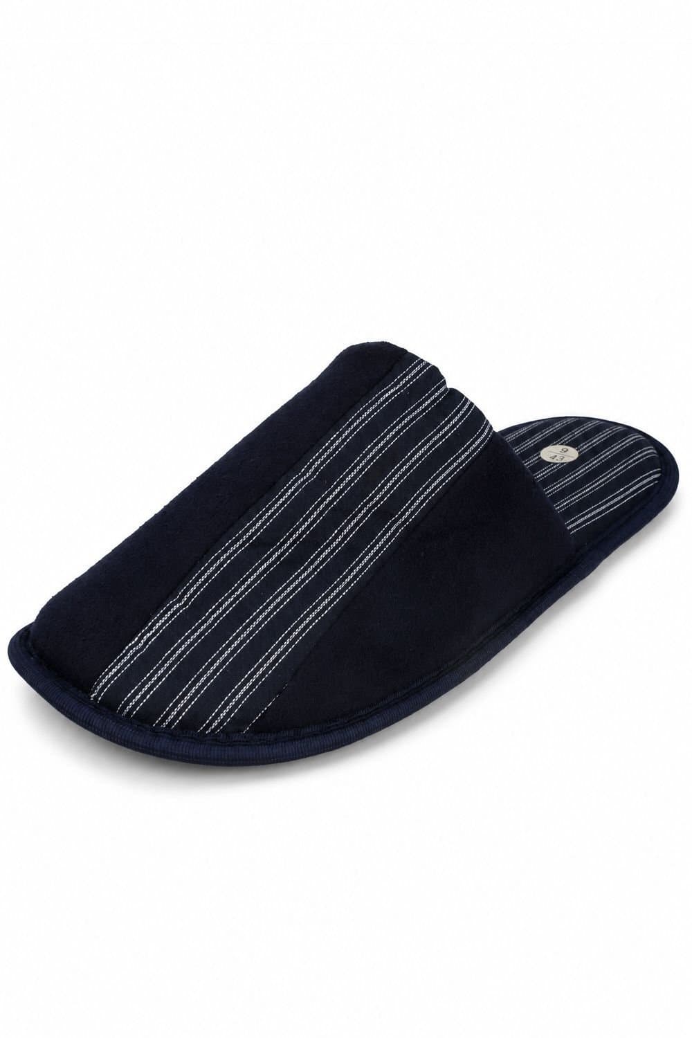 Spot On Spot On Men's Striped Comfort Mule Slippers in Dark Blue
