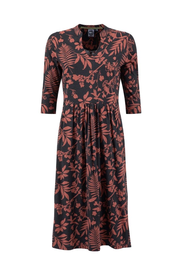 Weird Fish Weird Fish Women's Isolde Printed Jersey Midi Dress in Chocolate - 2