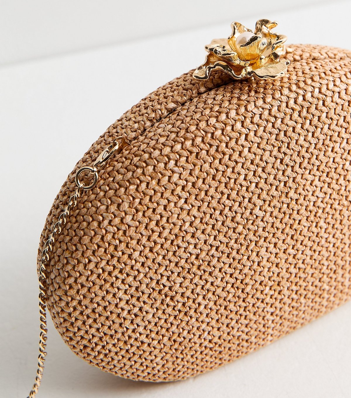 New Look Stone Raffia Look Flower Clasp Box Clutch New Look - 3