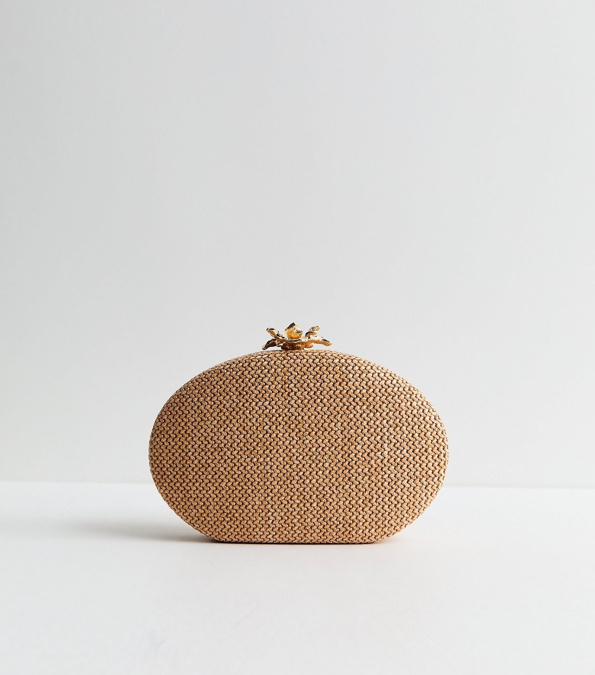 New Look Stone Raffia Look Flower Clasp Box Clutch New Look - 4