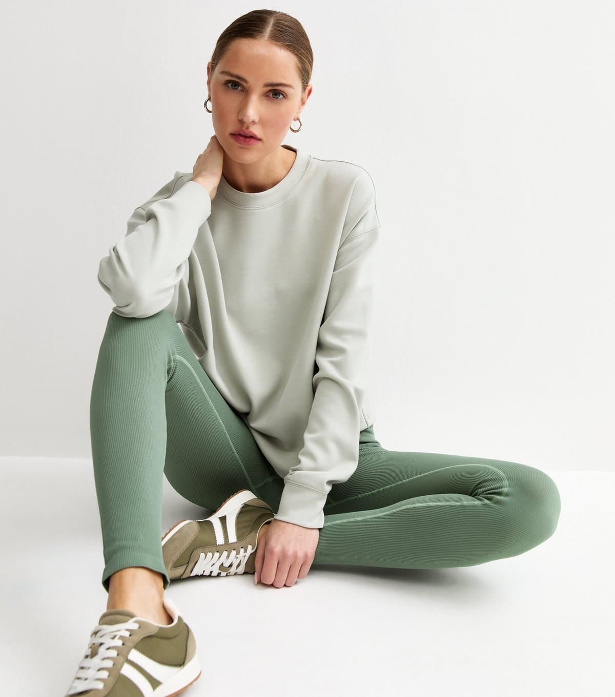 New Look New Look Light Green Ribbed Jersey Leggings