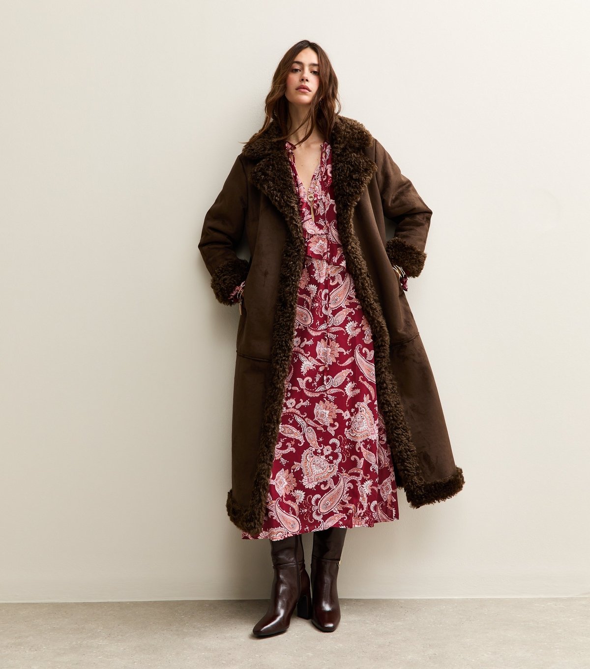 New Look Women's Red Paisley Print Frilly Trimmed Chiffon Midi Dress New Look - 3