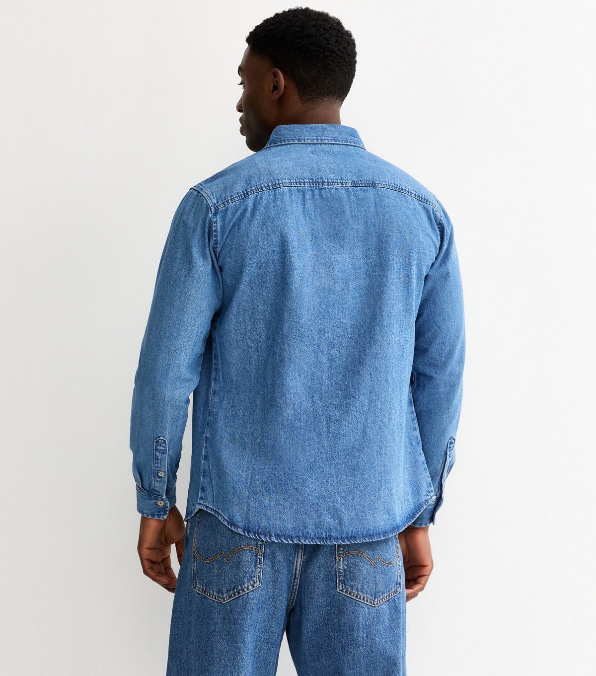 jack & jones Men's Jack and Jones Mid Blue Wash Denim Shirt Jack & Jones New Look - 4