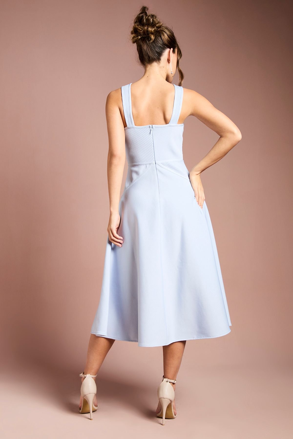 Coast Coast Women's Bandage Cross Neck Midi Dress in Light Blue - 3