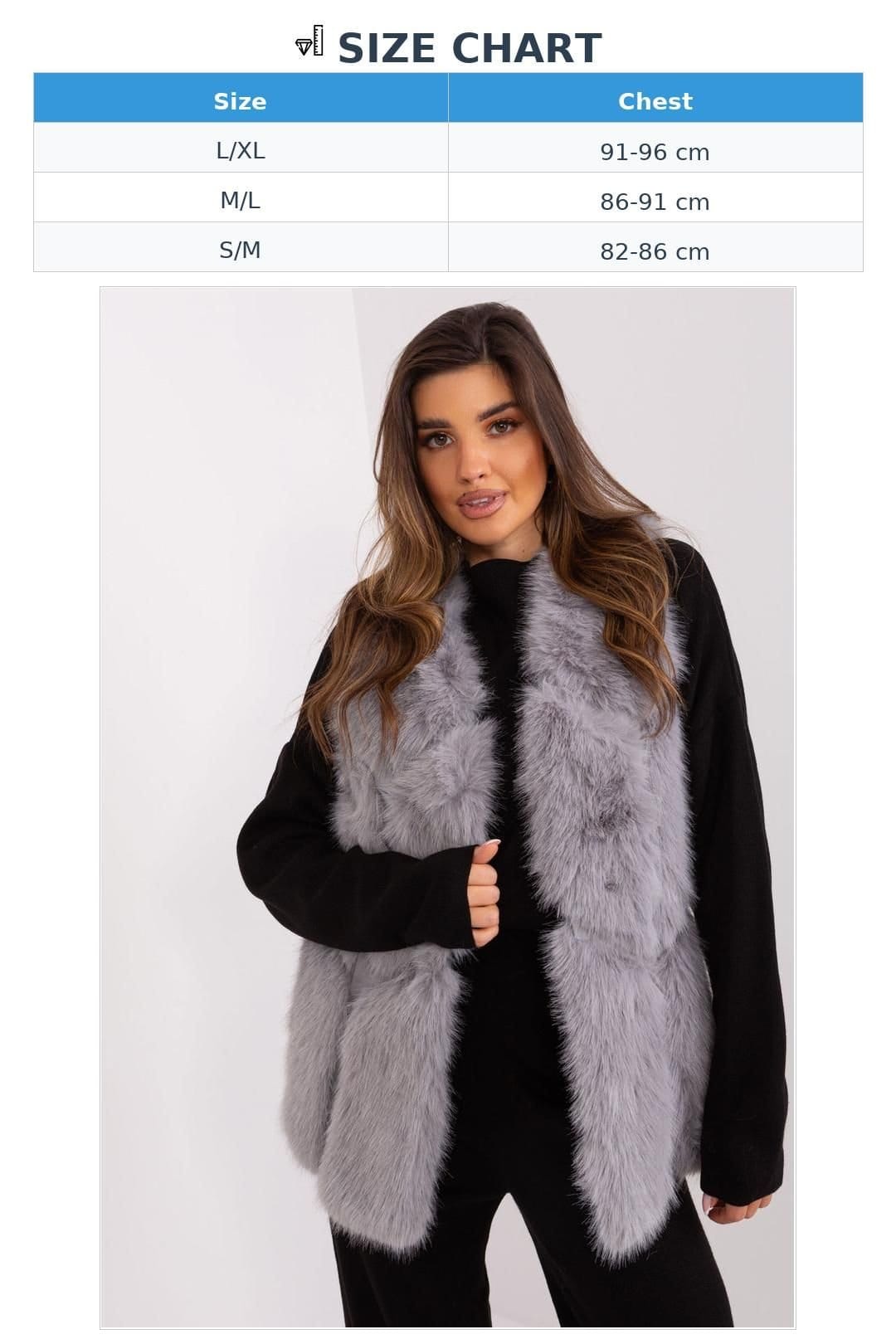 Love Lace Love Lace Women's Soft Faux Fur Vest with Slip Pockets in Grey - 4