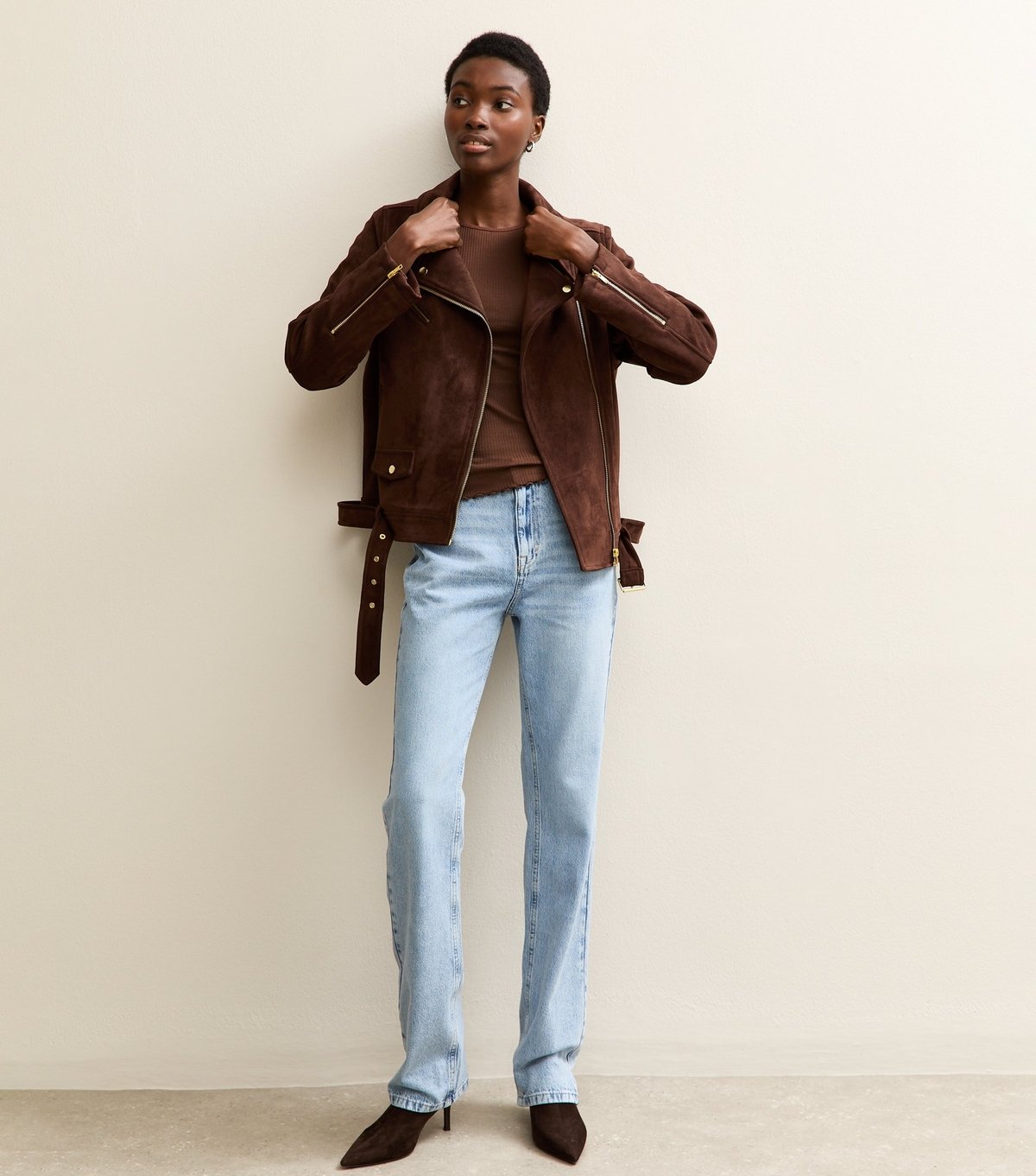 New Look Women's Tall Dark Brown Ribbed Babylock T-Shirt New Look - 3